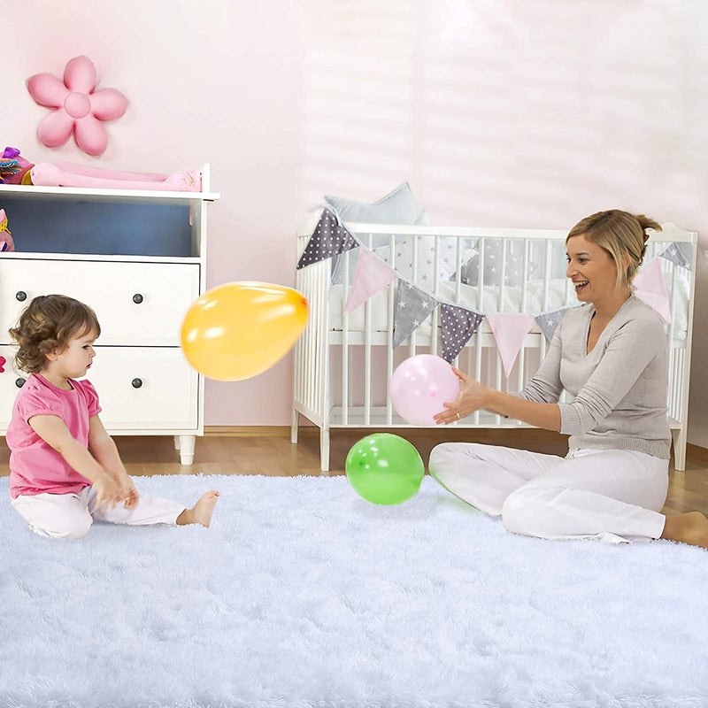 ST. BRIDGE Ultra Soft White Rugs for Bedroom 4x6 Feet, Fluffy Shag Area Rugs for Living Room, Large Comfy Furry Rug for Girls Kids Baby Room Decor, Non Slip Nursery Rug Modern Indoor Fuzzy Floor Carpet - Image 2